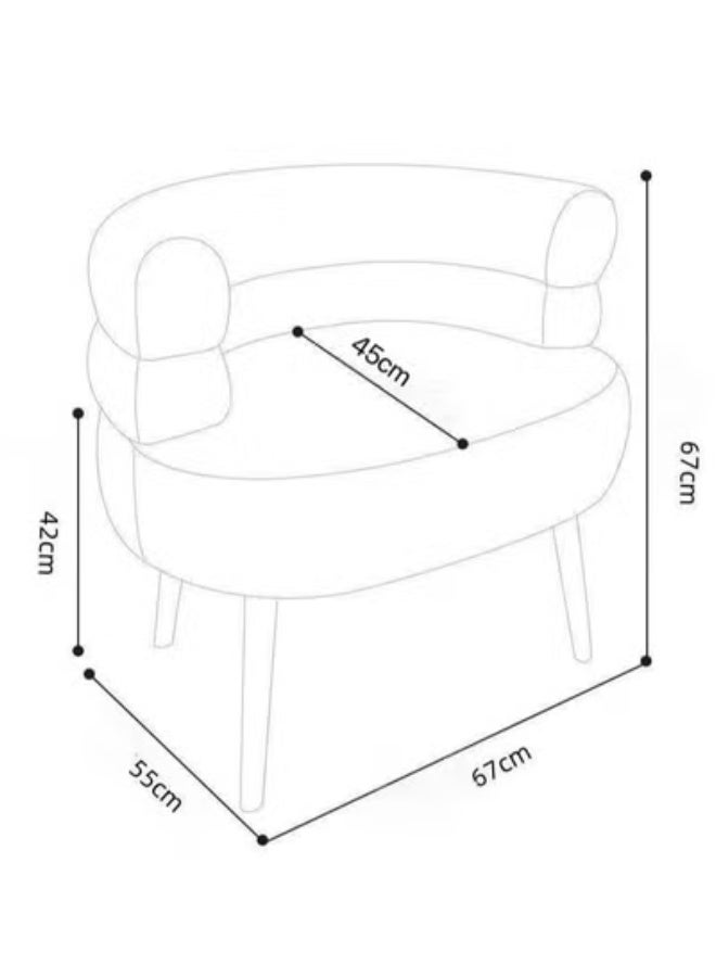 Jourvent Bouclé Fabric Vanity Chair- A stylish and modern dressing chair with a padded, soft seat and wide, sturdy legs, in white. (Extra Large) - Image 4